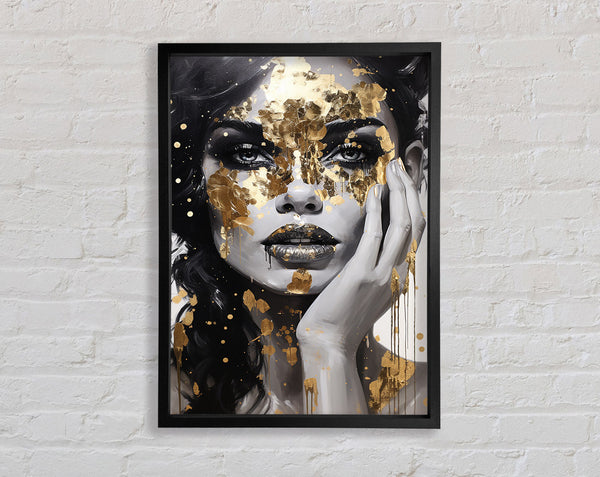 Fashion Lady Gold Flakes Framed Print
