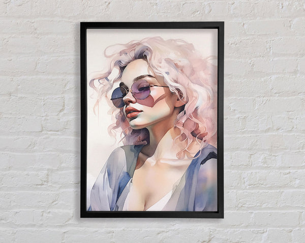 Fashion Woman Pink Hair Framed Print