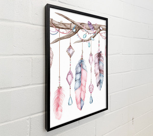 Feathers And Jewels Hanging From A Branch