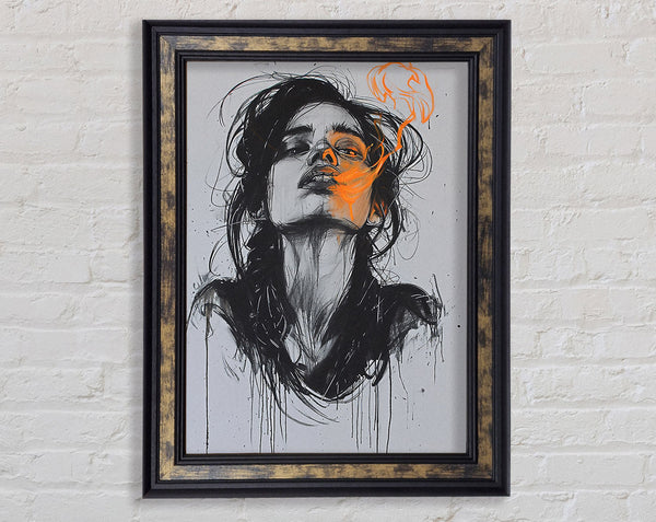 Fire Breath Girl Framed Print