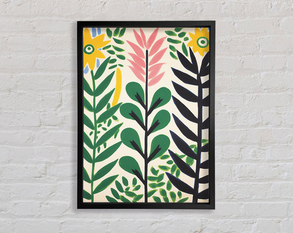 Flower And Leaves Minimalist Brush Strokes Framed Print