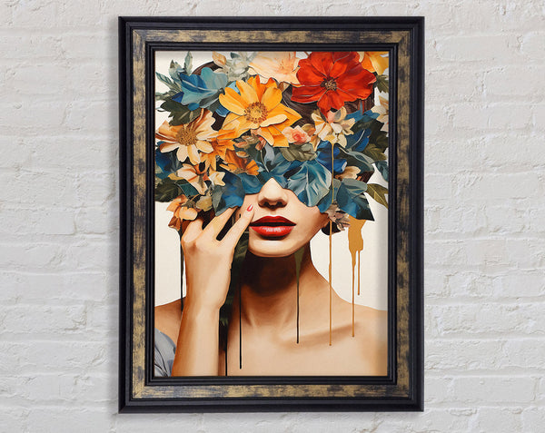 Flower Face Paint Drip Framed Print