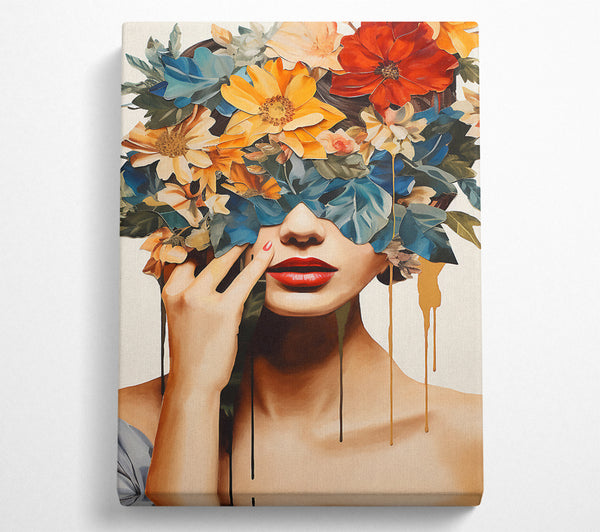  A Canvas Print of Flower Face Paint Drip Canvas Wall Art