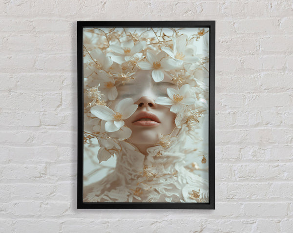 Flower Face White Framed Print