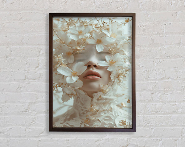 Flower Face Walnut Framed Print