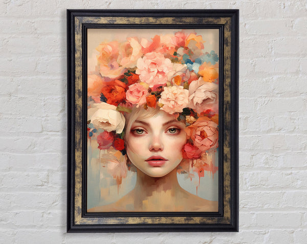 Flower Head Woman Framed Print