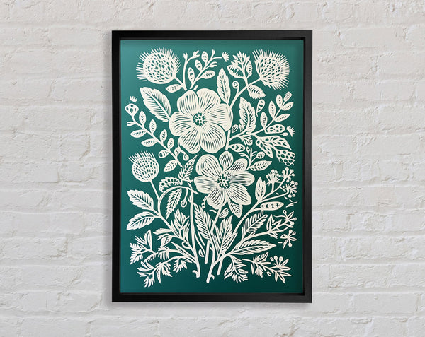 Flower Lino Print Framed Print