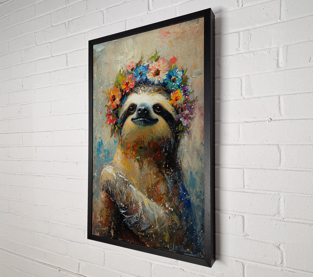  A Canvas Print of Flower Sloth Canvas Print