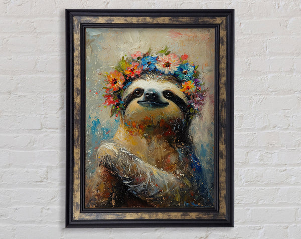 Flower Sloth Framed Print