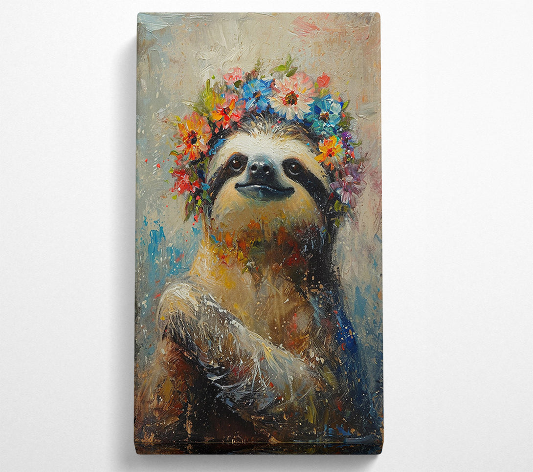  A Canvas Print of Flower Sloth Canvas Print