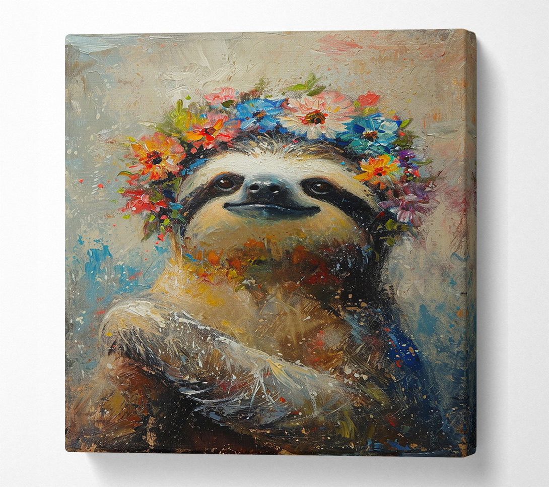  A Canvas Print of Flower Sloth Canvas Print