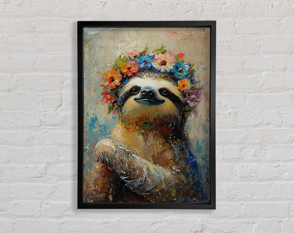 Flower Sloth Framed Print