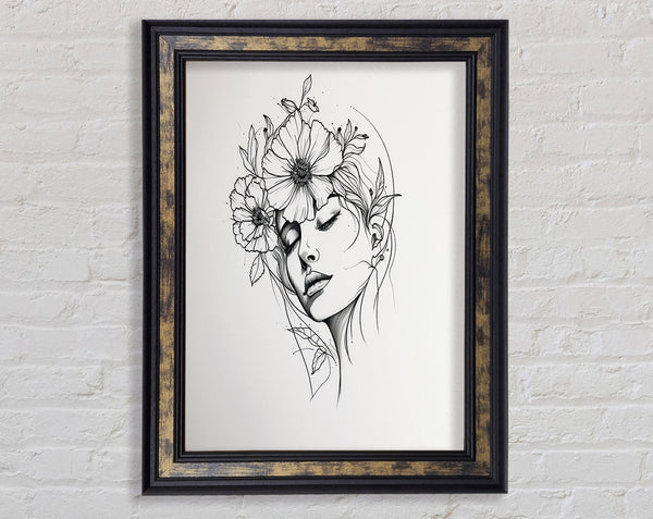 Flower Woman Flowers Framed Print