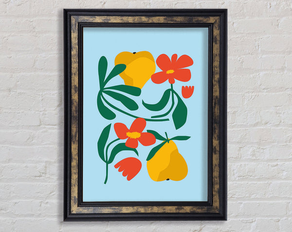 Flowers And Pears Bohemian Framed Print