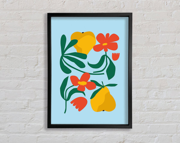 Flowers And Pears Bohemian Framed Print
