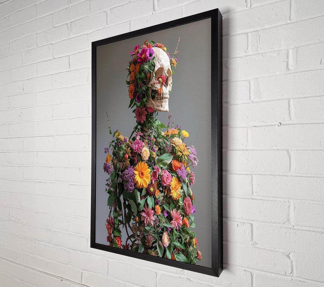  A Canvas Print of Flowers On A Skeleton Canvas Wall Art