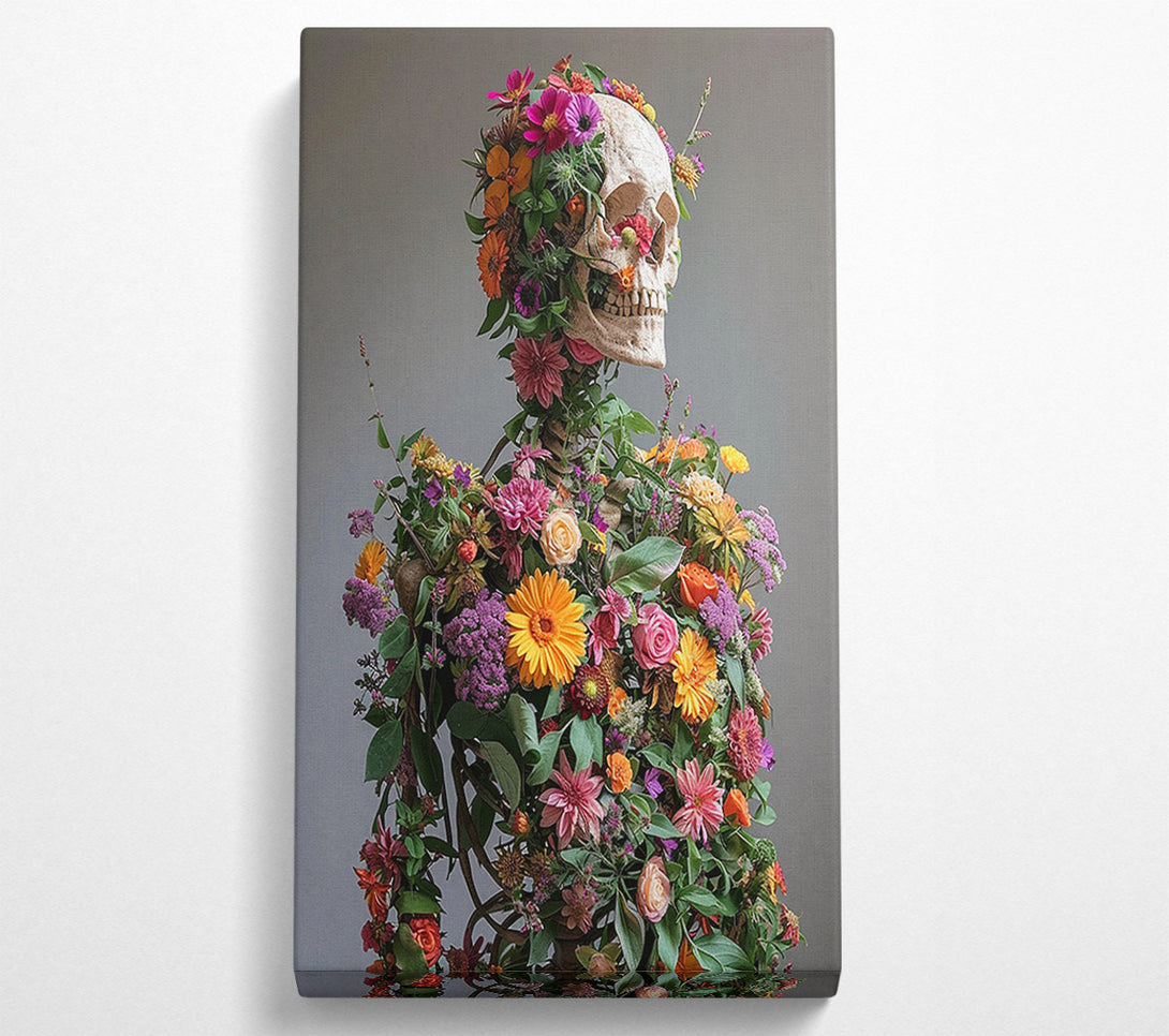  A Canvas Print of Flowers On A Skeleton Canvas Wall Art