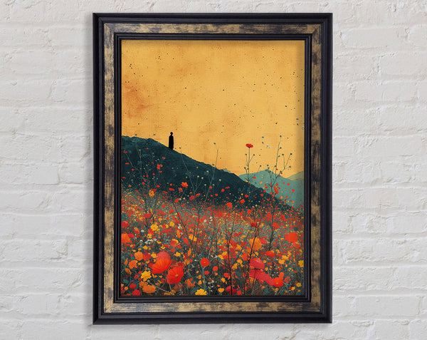Flowers On The Hill Framed Print