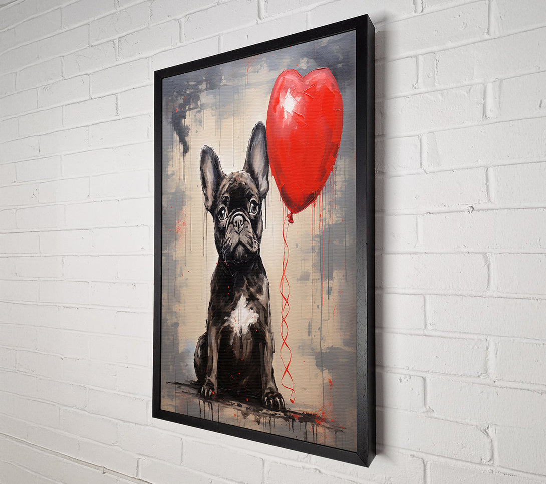  A Canvas Print of French Bulldog Heart Balloon Canvas Wall Art