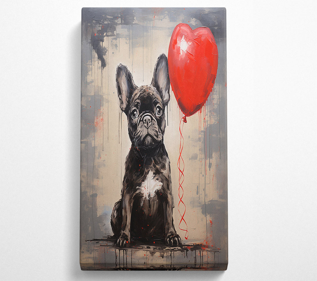  A Canvas Print of French Bulldog Heart Balloon Canvas Wall Art