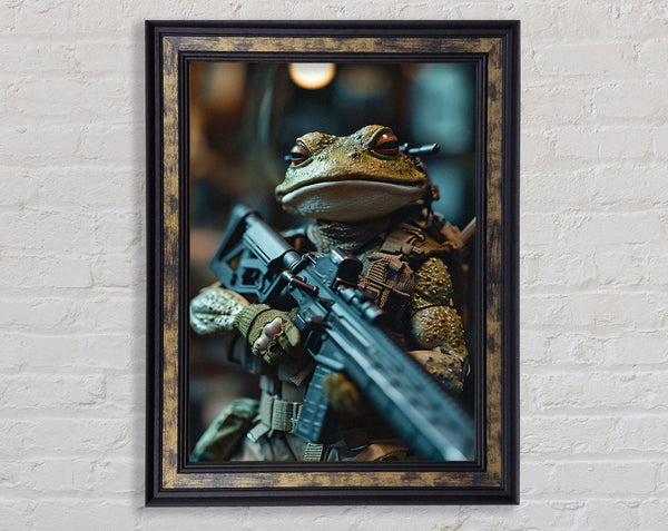 Frog Soldier Framed Print