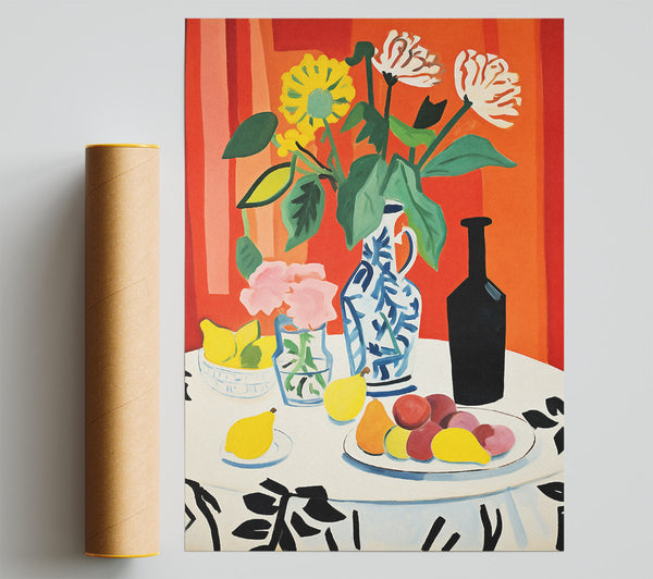 Fruit And Vases Still Life Print
