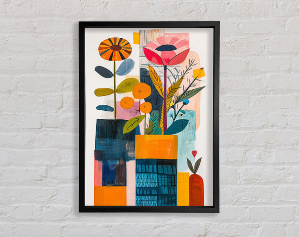 Funky Bohemian Flower Pots Framed Print