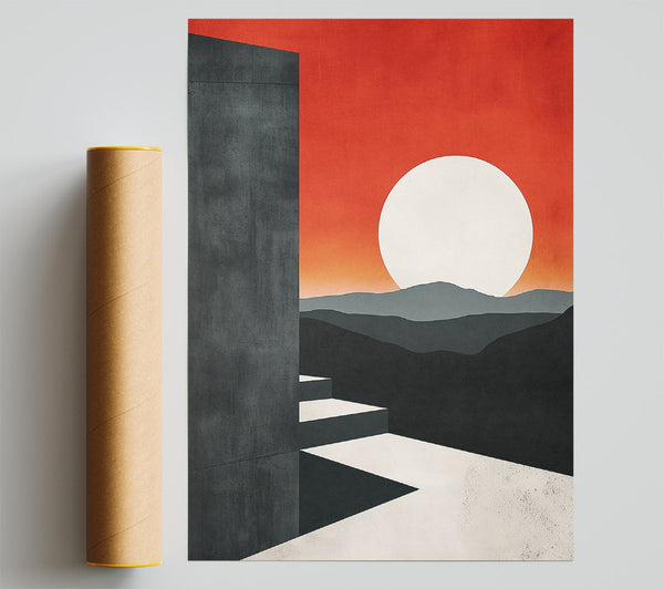 Red Sunset Steps Giclee Print