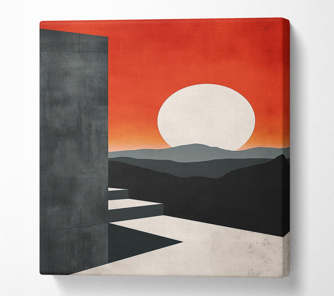  A Canvas Print of Red Sunset Steps Canvas Print