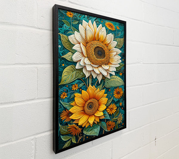 Teal Sunflowers Bloom