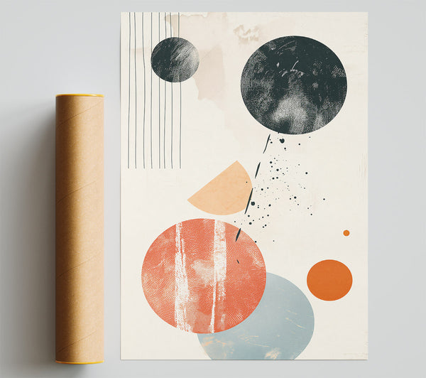 Coral Cosmic Circles Poster
