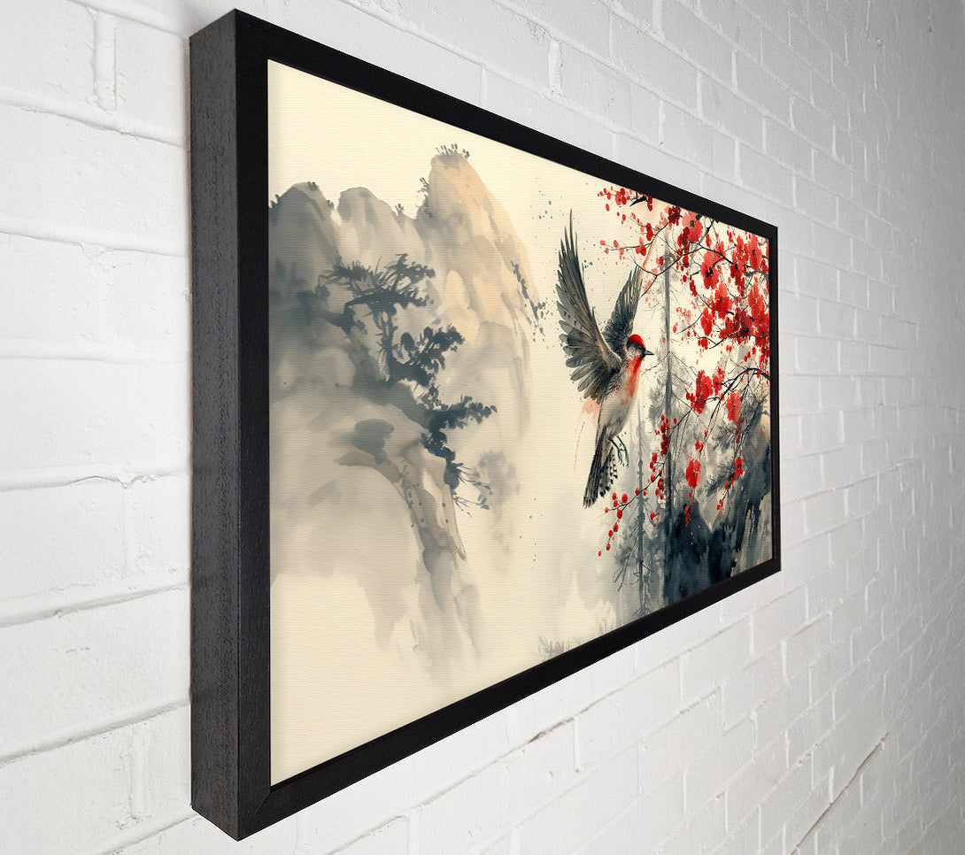  A Canvas Print of Crimson Flight Through Fog Canvas Print