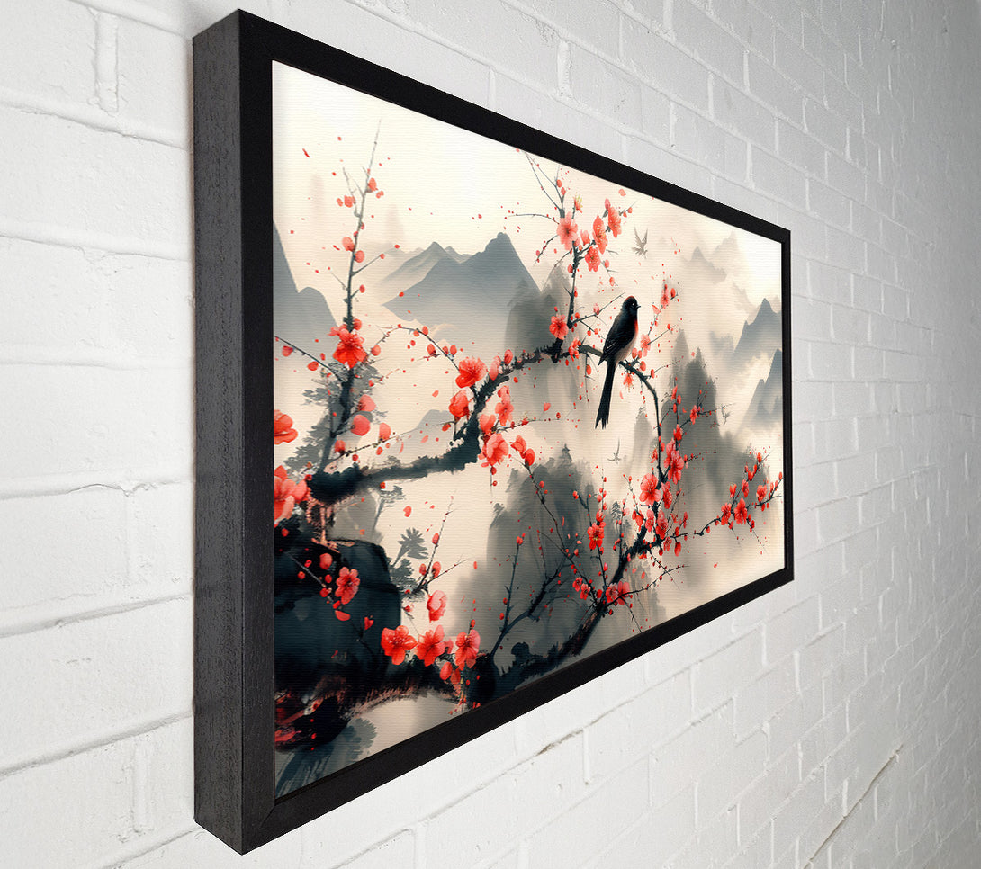  A Canvas Print of Crimson Blossom Solitude Canvas Art