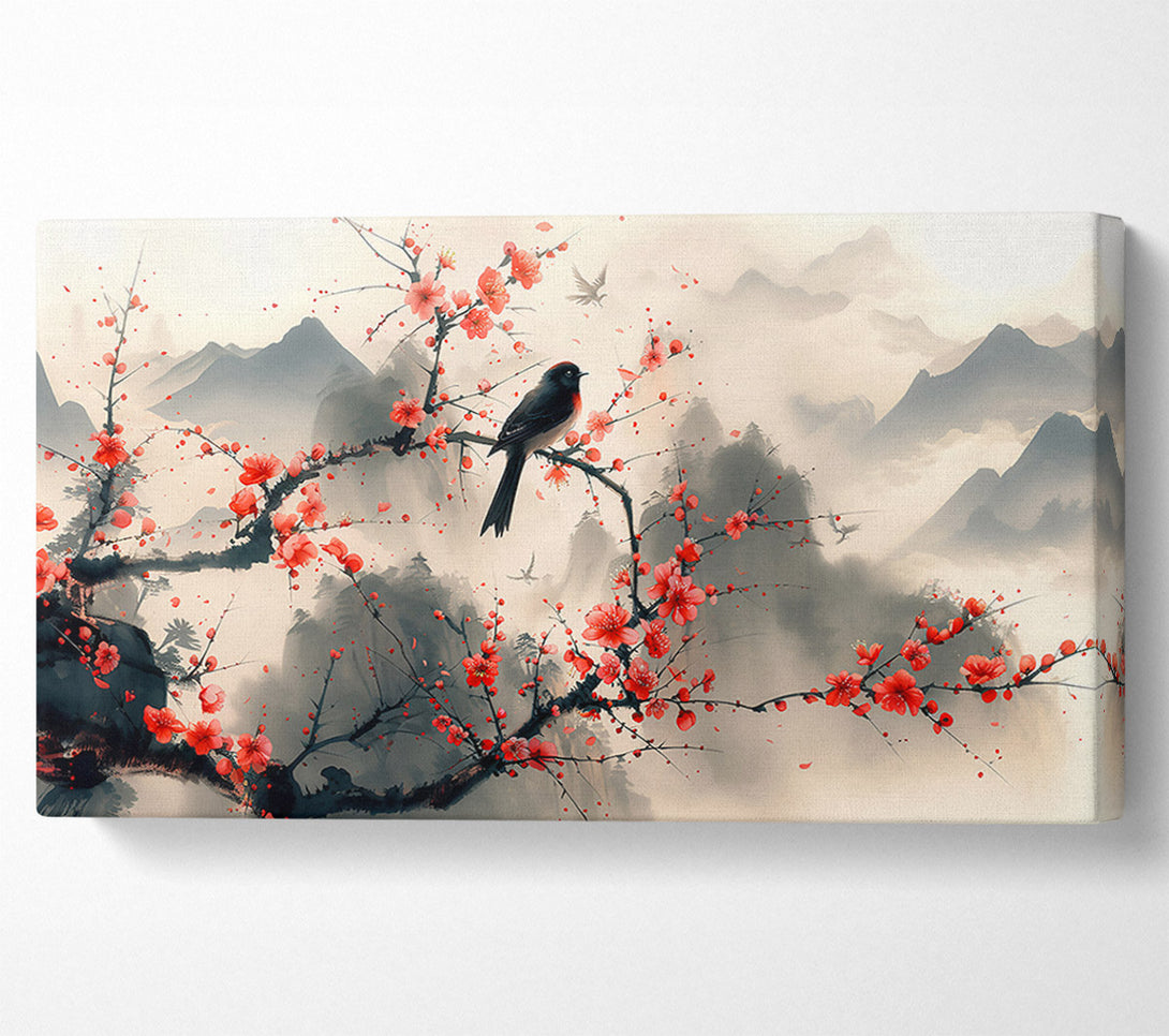  A Canvas Print of Crimson Blossom Solitude Canvas Art