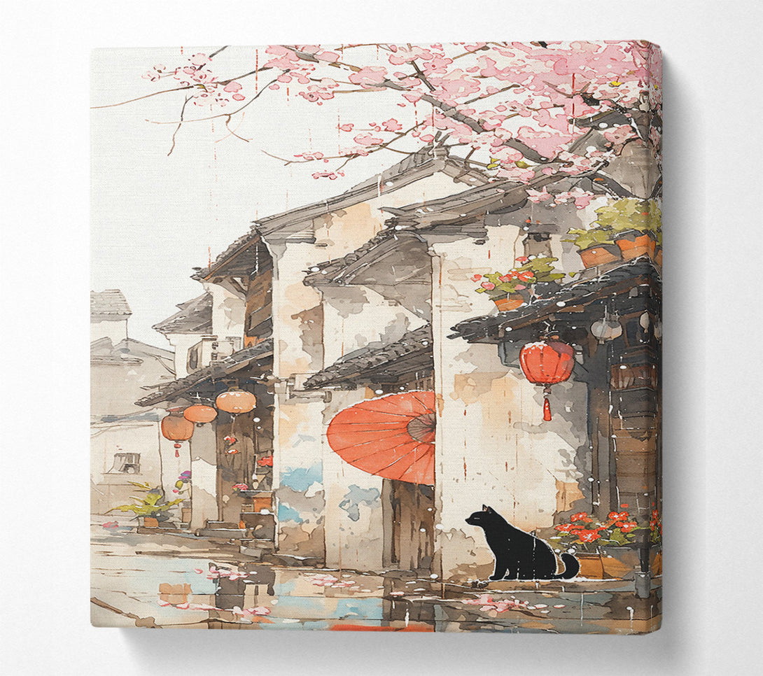  A Canvas Print of Red Umbrella Alleyway Canvas Wall Art