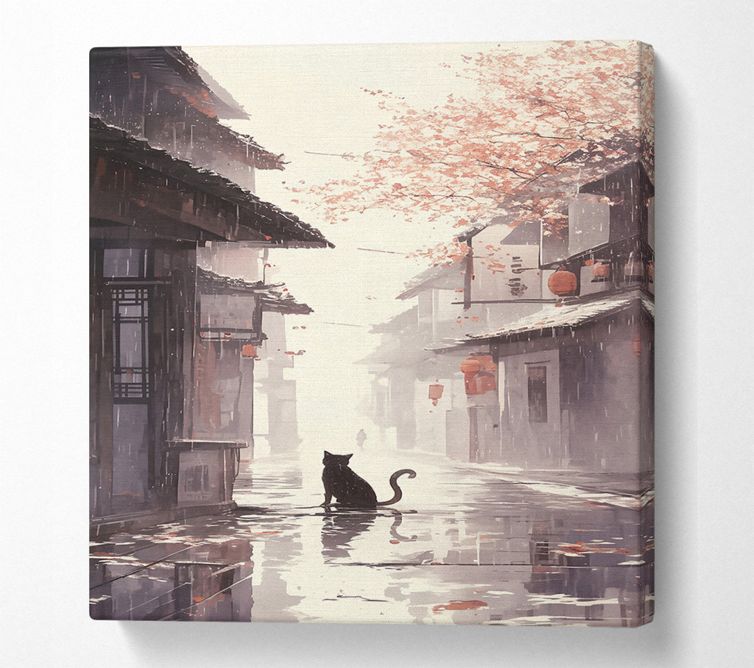  A Canvas Print of Pink Foggy Alleyway Canvas Wall Art