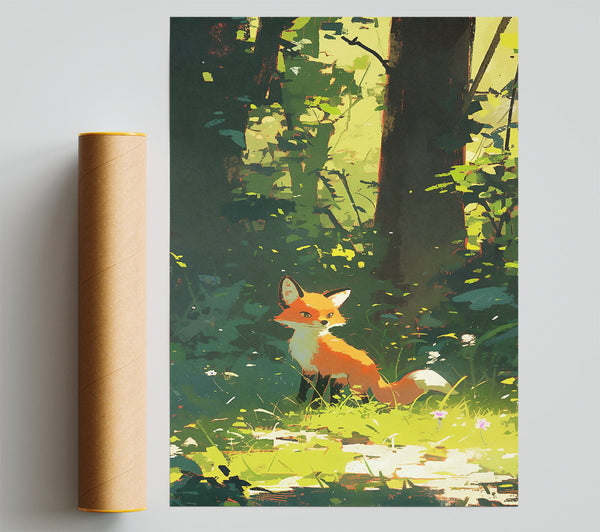 Orange Fox In Woods Print