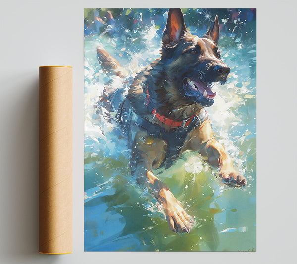 Golden Water Splash Giclee Print