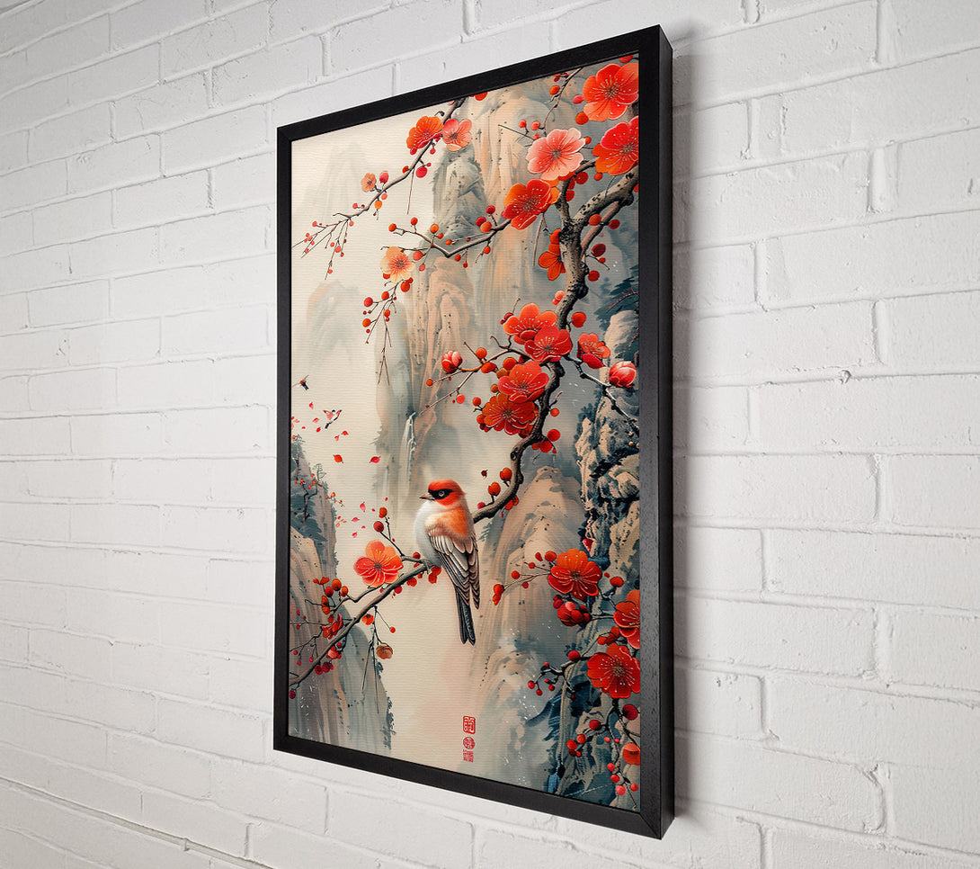  A Canvas Print of Crimson Springtime Songbird Canvas Print