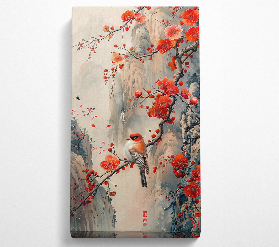  A Canvas Print of Crimson Springtime Songbird Canvas Print