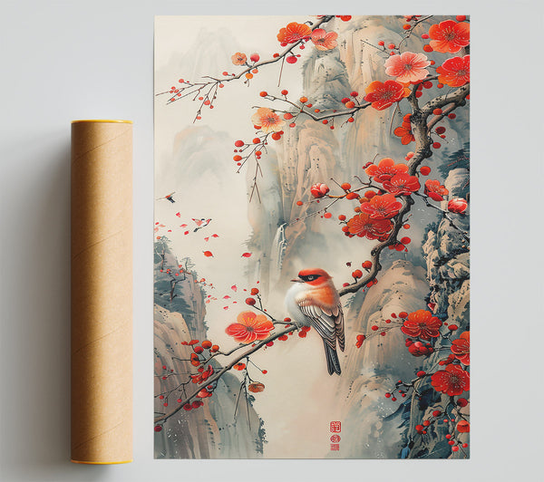Crimson Springtime Songbird Print
