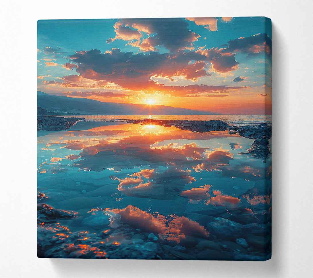  A Canvas Print of Azure Sunset Reflection Canvas Print