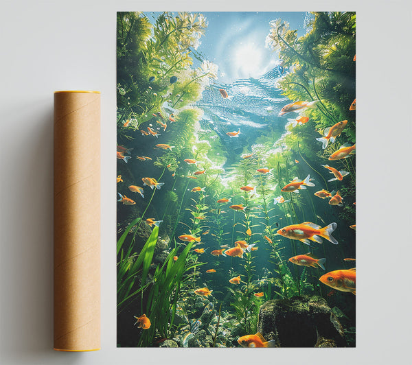 Orange Fish Sunbeams Print