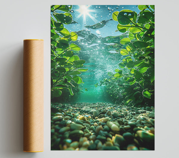 Emerald Riverbed Reflection Giclee Print