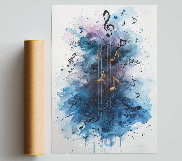 Blue Symphony Notes Giclee Print