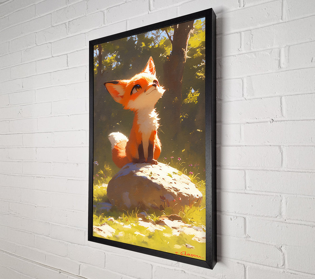  A Canvas Print of Golden Fox On Stone Canvas Art