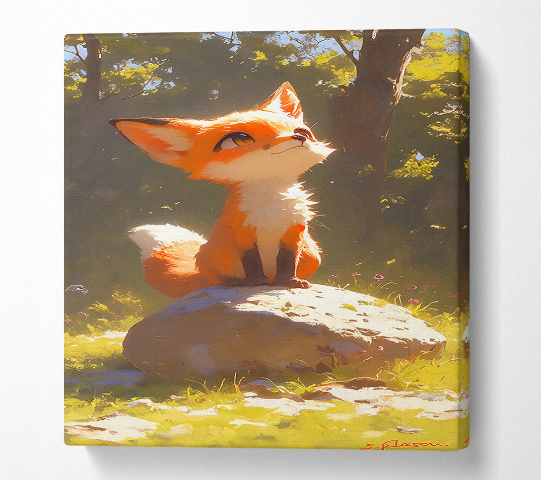  A Canvas Print of Golden Fox On Stone Canvas Art