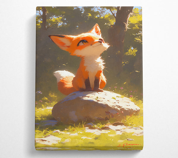  A Canvas Print of Golden Fox On Stone Canvas Art