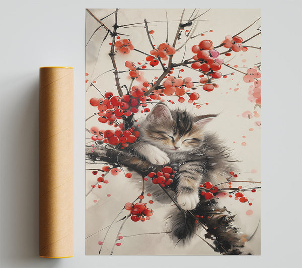 Crimson Cat Nap Print