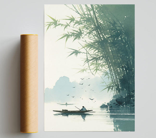 Green Tranquility In Mist Print
